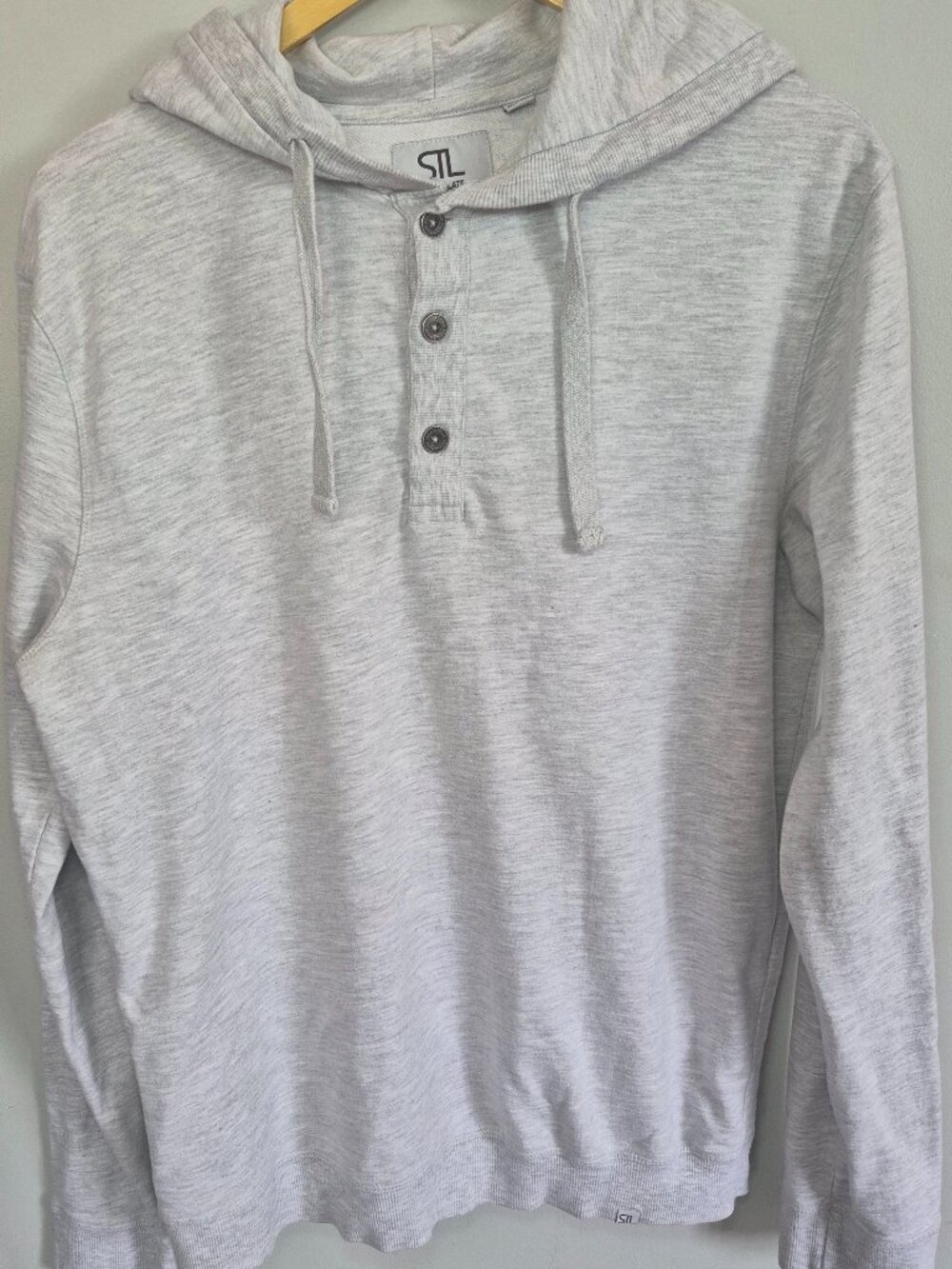 Six Til Late by Steel & Jelly Heather Grey Henley Hoodie - M